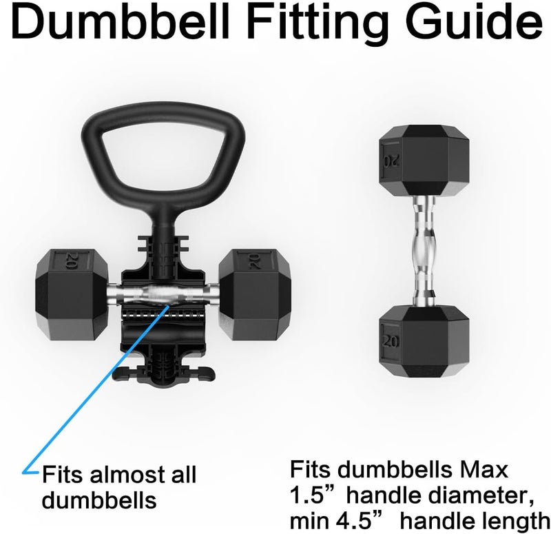SEWD Convert Dumbbells into Kettlebell by – Adjustable Weights & Up to 220LB Capacity Kettlebell Handle for Weight Lifting, 90-Degree Rotating Handle, Compatible with Dumbbells (max 1.5" handle diameter, min 4.5" handle length） - Image 3